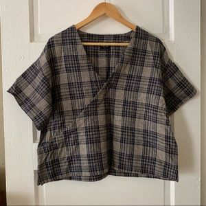 Esby Naomi Boxy Top in Plaid Navy
